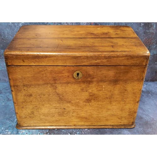 499 - A Victorian walnut stationery box, hinged cover,  enclosing stationery divisions, 30cm wide, c.1870