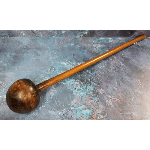 568 - Tribal Art - a Zulu knobkerrie, globular head, 67cm long, South Africa