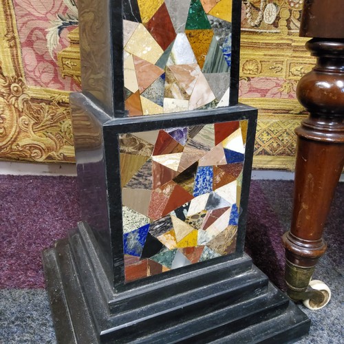 667 - An extremely large and impressive pietra dura obelisk, inlaid with malachite, lapis lazuli and speci... 