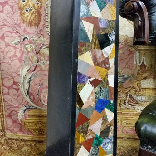 667 - An extremely large and impressive pietra dura obelisk, inlaid with malachite, lapis lazuli and speci... 