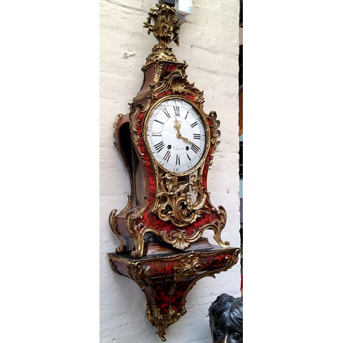 669 - A Louis XV gilt bronze mounted and Boulle bracket clock, Picart a Reims, 26cm white dial, Roman nume... 