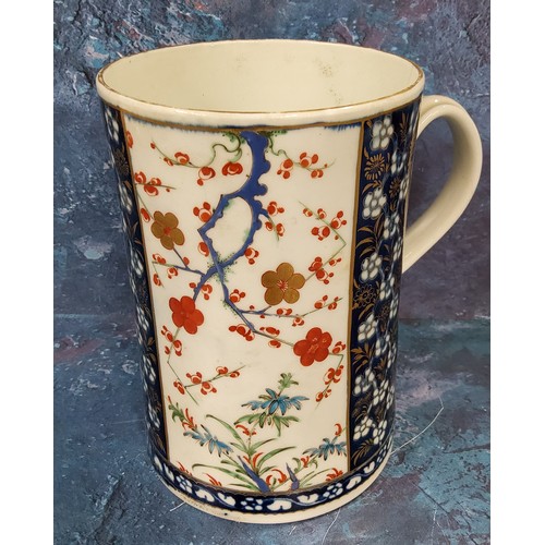 373 - A Worcester slightly waisted Japan pattern mug, decorated with alternating panels of blossoming prun... 