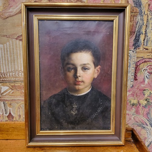 472 - Continental School (19th Century)The Sailor's Son, oil on canvas, 57cm x 41cm