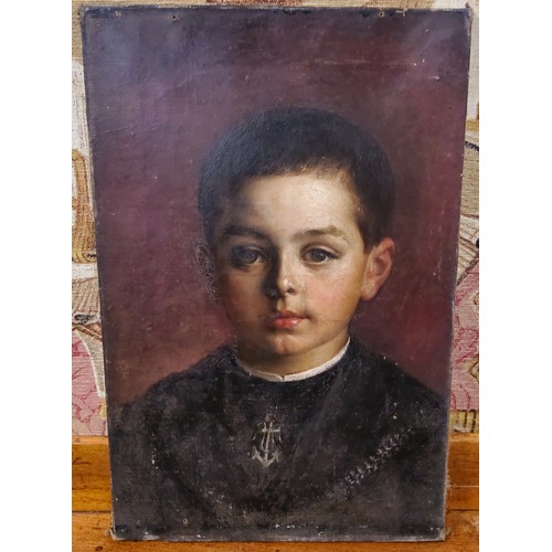 472 - Continental School (19th Century)The Sailor's Son, oil on canvas, 57cm x 41cm