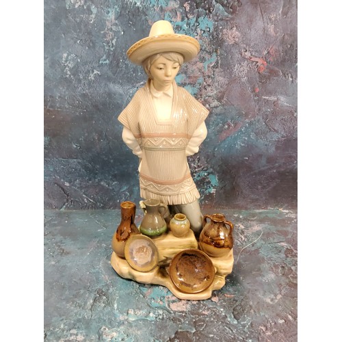 1 - A LLadro figure, of a Mexican Pottery Seller, 31cm high, printed mark, 17A