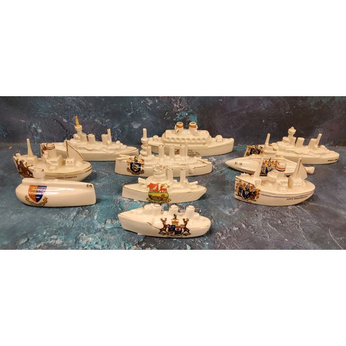 42 - Crested Ware - Battle Ships - World War I - The Victory of Justice;  HMS Anglia;  Mine Swe... 