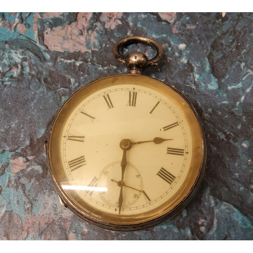 241 - A silver open faced pocket watch, Roman numerals, subsidiary seconds dial, marked 935