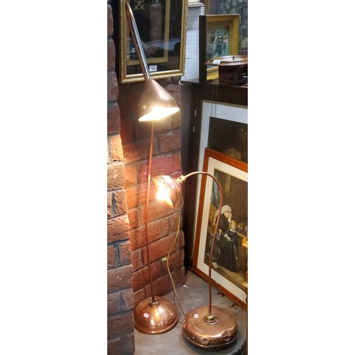 890 - A novelty side light, formed from a copper Wafax warmer, funnel and pipe, approx 125cm high;  anothe... 