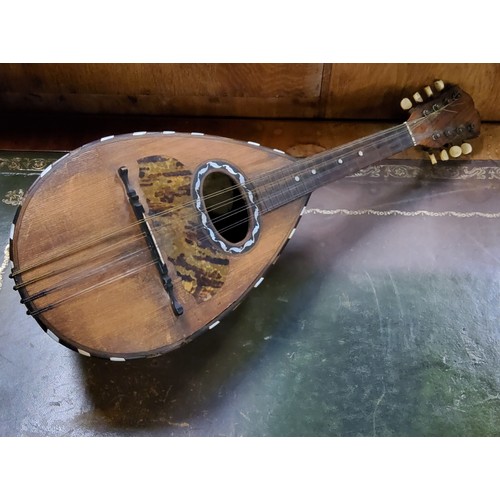 891 - A Neopolitan Mandolin, Ferdinando Lapini, tortoise shell and mother of pearl inlay, bone tuners, c.1... 