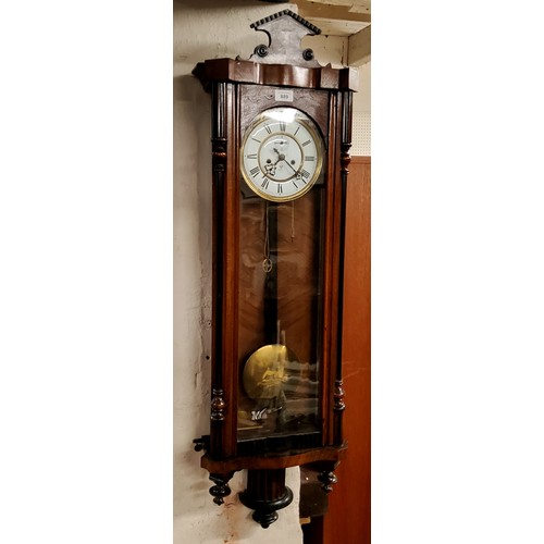 899 - A 19th century walnut Vienna twin weight wall clock, by Gustav Becker, Roman numerals, twin winding ... 