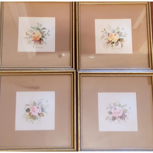 20 - Michael Crawley (Royal Crown Derby Artist) A set of four, Flower Studies, signed, watercolours, 8cm ... 