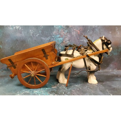 27 - A Beswick grey shire horse, with cart, printed mark