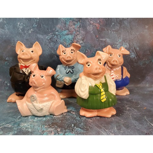 76 - A set of five Wade Natwest pigs, Woody; Annabel; Maxwell; Lady Hilary and Sir Nathaniel