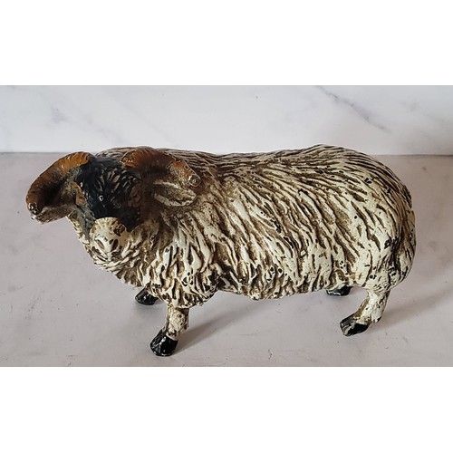 98 - A Bergman cold painted bronze, of a black faced horned ram, 5cm high, monogrammed