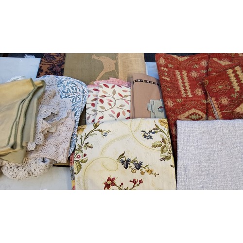 199 - Textiles - lace table clothes and doylees;  crewelwork type and other fabrics;  etc