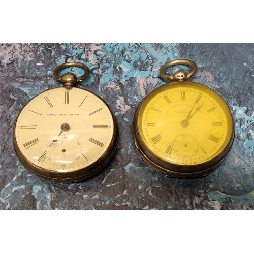 202 - A Victorian silver open faced pocket watch, Detached Lever, the movement engraved Rosseu? & Co L... 