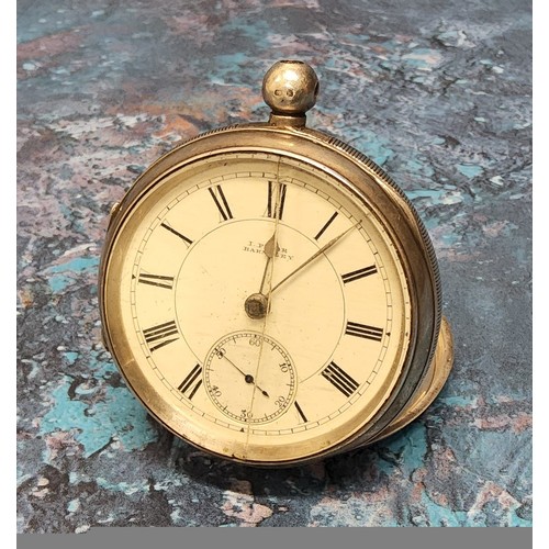 203 - A Victorian silver cased open faced pocket watch, English Lever Revversing Pinion movement, engraved... 