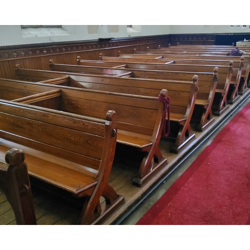 3 - The entirety of the ecclesiatical Victorian Pugin style pitch pine pews, twenty two banks in total, ... 