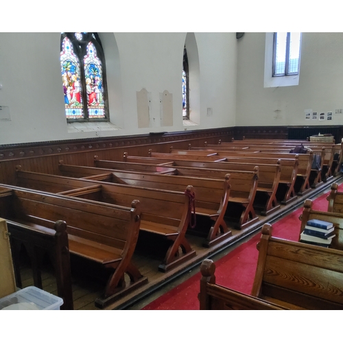 3 - The entirety of the ecclesiatical Victorian Pugin style pitch pine pews, twenty two banks in total, ... 