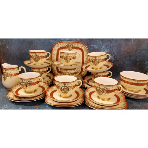 411 - A Chinese Meito porcelain tea service, for twelve, printed marks