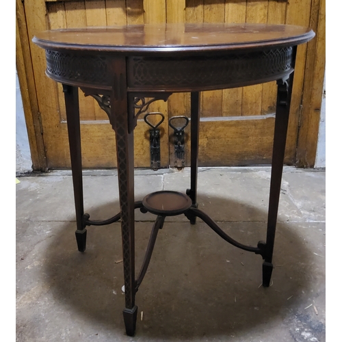 5E - A 20th century golden oak priest's chair; A Victorian Gothic revival circular hall table (2) Importa... 