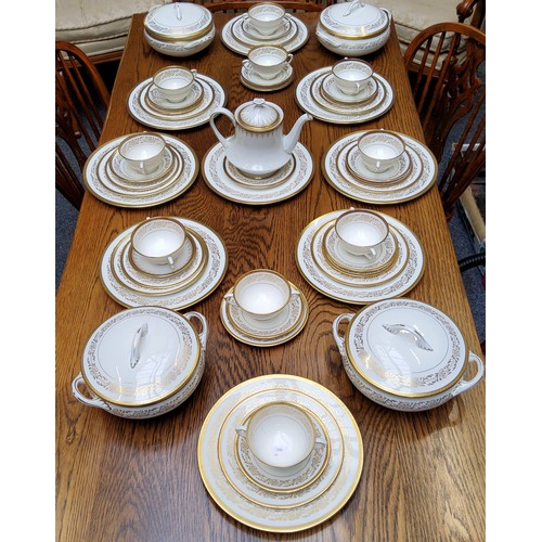 1 - A comprehensive Coalport Viceroy pattern bone china service including dinner plates, teapot, four tu... 