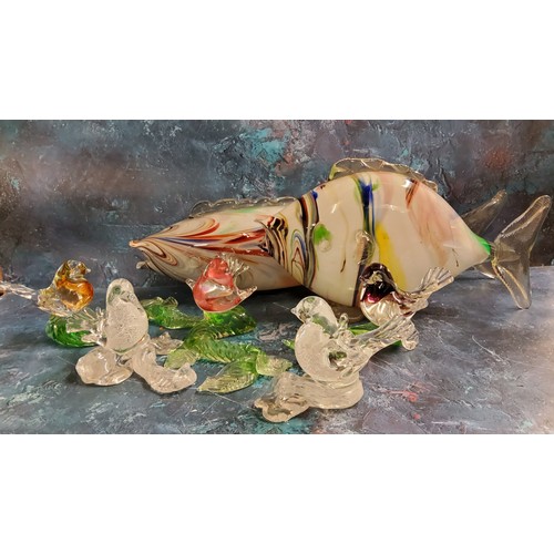 79 - A large mid 20th century Murano glass fish, 52cm long, c.1950;  another, 35cm long;  ... 