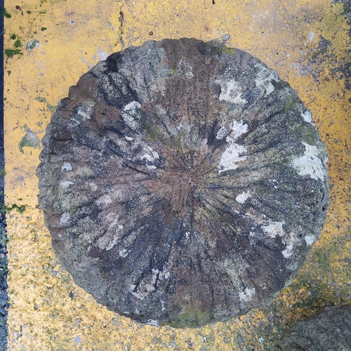 490 - Three graduated Derbyshire gritstone straddle stones / mushrooms, 20th century