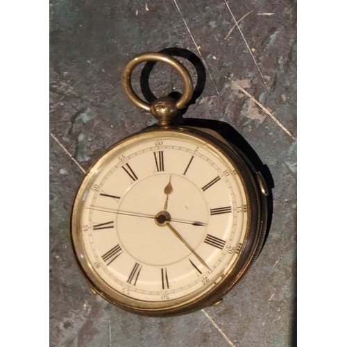 225 - A Victorian silver open faced pocket watch, Roman numerals, central seconds hand, the back engraved ... 