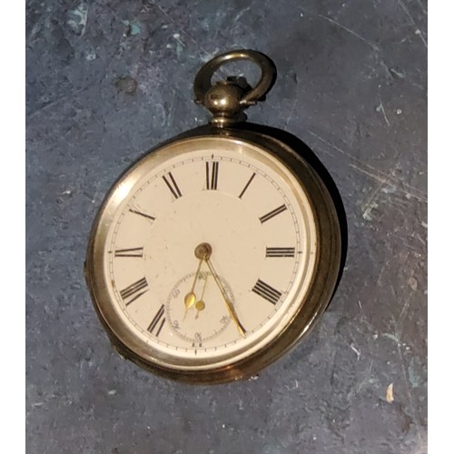 230 - A Victorian silver open faced pocket watch, Roman numerals, subsidiary secondsd dial, Birmingham 188... 