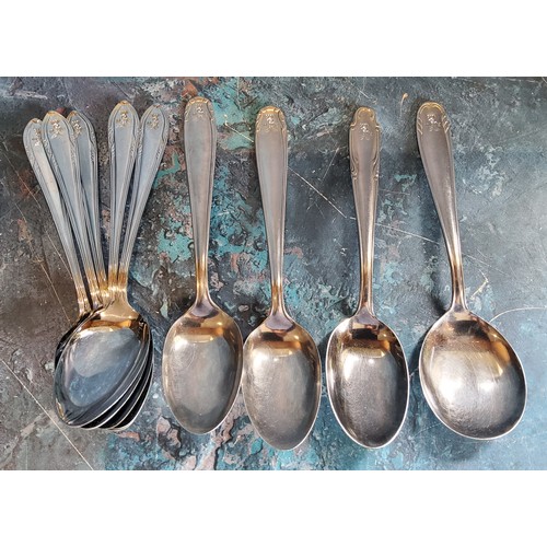 277 - World War II - five German table spoons spoons, each stamped with Third Reich Nazi Swastika;  others... 