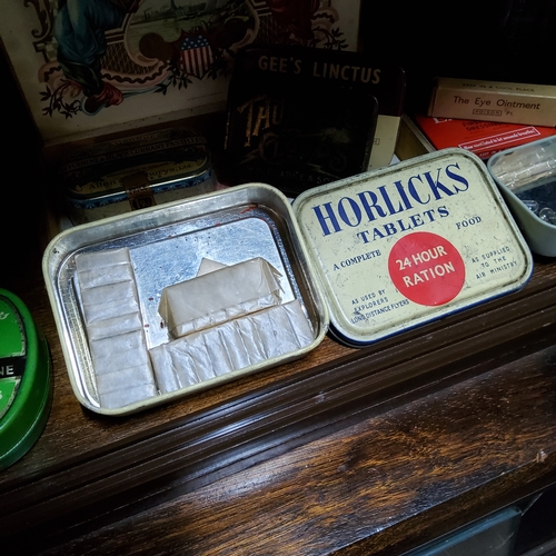 391 - Advertisement - Fry's miniature cocoa advertising tin, Horlicks tablets with original contents, oxo,... 