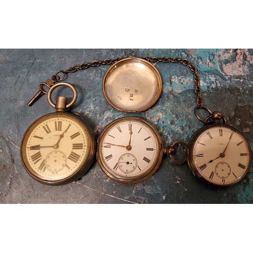 240 - A Victorian silver pocket watch , by Edward Brind, London 1862;  others (3)