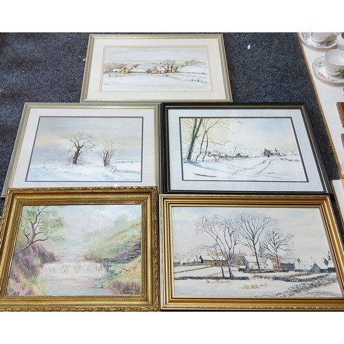 367 - Pictures - Nina Thompson, 20th century, Snowy Day, signed, 23cm x 37cm;   M Waldron, A Pai... 