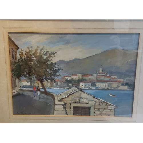 453 - Bert Roffey, 20th century, Korzula, Yugoslavia, signed, label to verso, watercolour, 28cm x 40cm