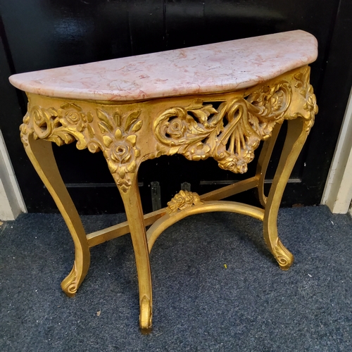 606 - A late 20th century Louis XVI style giltwood and marble console table, from the Hassop Hall Estate