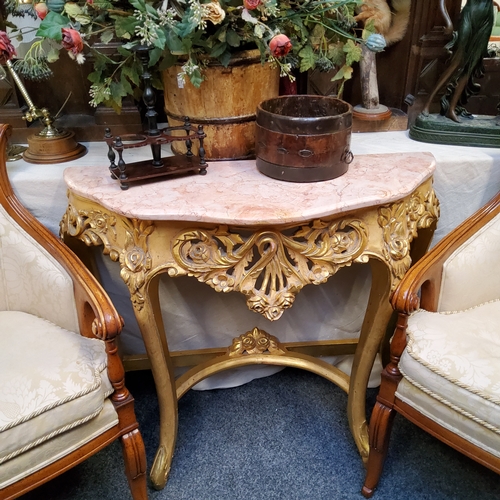 607 - A late 20th century Louis XVI style giltwood and marble console table, from the Hassop Hall Estate