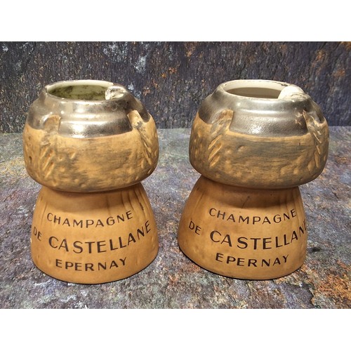 416 - Advertising - two French ceramic ashtrays, for De Castellane Champagne, Epernay, in the form of a ch... 