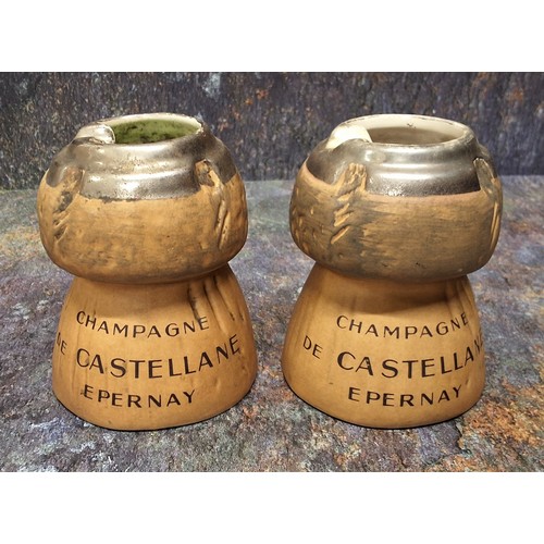 416 - Advertising - two French ceramic ashtrays, for De Castellane Champagne, Epernay, in the form of a ch... 