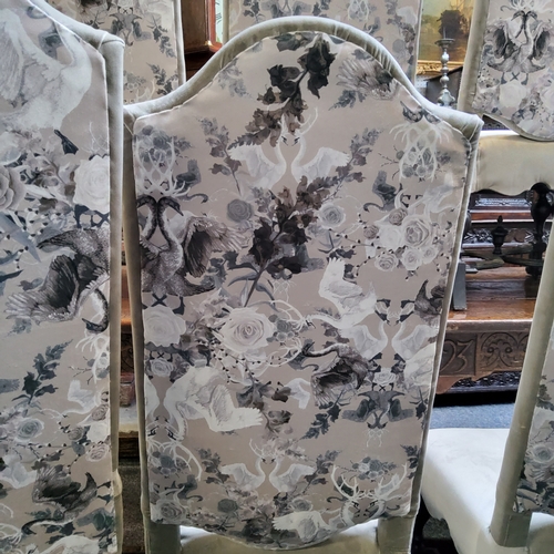 578 - A set of '18th century' Continental high back dining chairs, recently upholstered in a crushed velve... 