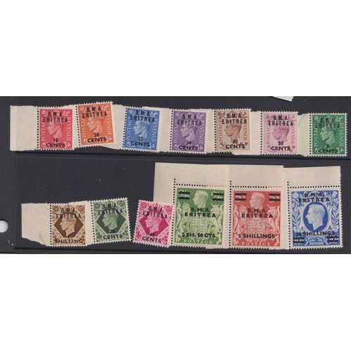 1024 - Stamps- A set of B.M.A. Eritrea stamps to 10 shillings.  Mostly unmounted mint marginal examples. Ve... 