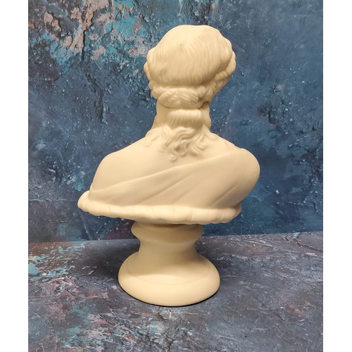 207 - A 19th century Parian bust of Clytie, emerging from a sunflower, modelled after C Delpeche, socle ba... 