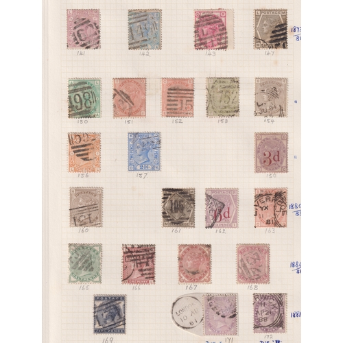 1044 - Stamps- A collection of Queen Victoria GB used stamps on six album pages from 1840 penny black to 18... 