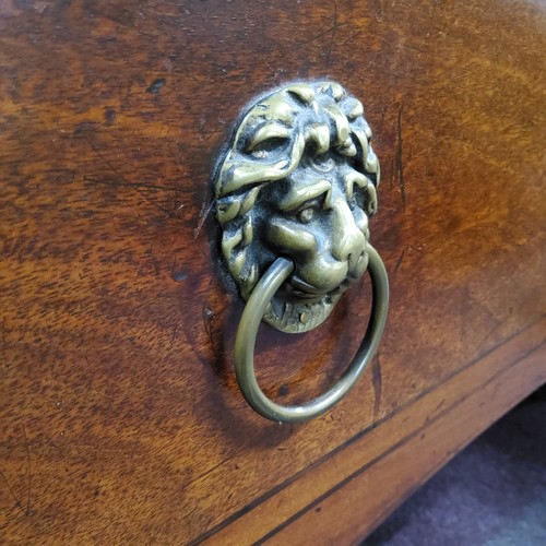 624 - A George III mahogany sideboard, brass gallery above  long drawer flanked by deep drawer and cupboar... 