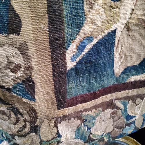 683 - A late 17th/early 18th century Aubusson Verdure tapestry, woven in wools and silks, depicting a holy... 