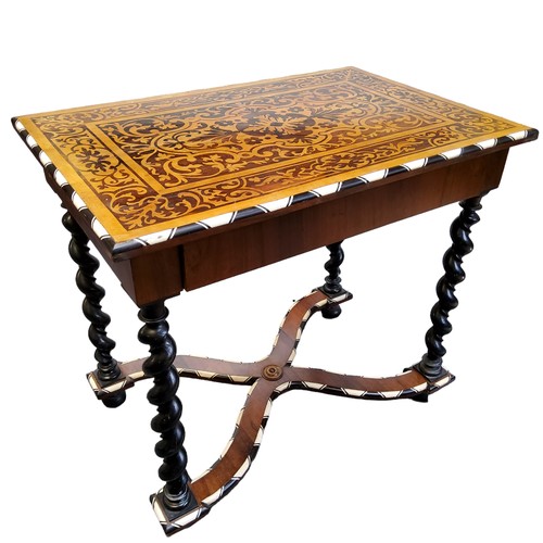 690 - An 18th century Dutch marquetry centre table, profusely inlaid with rosewood, bone, ebony and sycamo... 