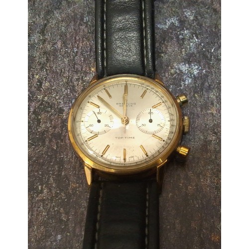 90 - A Breitling Top Time 2000 chronograph, Venus 188 manual wind movement, silver dial, gold baton marke... 