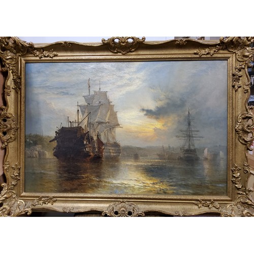 774 - Henry Thomas Dawson (c.1841 - 1896) An Estuary at Sunset, signed, dated 1872, oil on canvas, 55cm x ... 