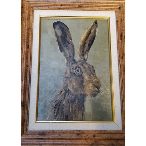 817 - Sophia Dakin Montesanto, 20th century, Hare, signed, oil on board, 29cm x 19cm