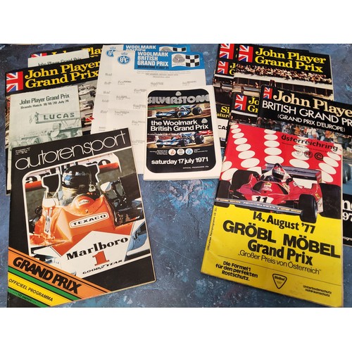 989 - Formula One & motor racing interest - British Grand Prix programmes including Silverstone 1971 i... 